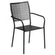 Black |#| 28inch Square Black Indoor-Outdoor Steel Patio Table Set with 2 Square Back Chairs