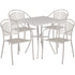 Oia Commercial Grade 28" Square Indoor-Outdoor Steel Patio Table Set with 4 Round Back Chairs