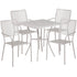 Oia Commercial Grade 28" Square Indoor-Outdoor Steel Patio Table Set with 4 Square Back Chairs