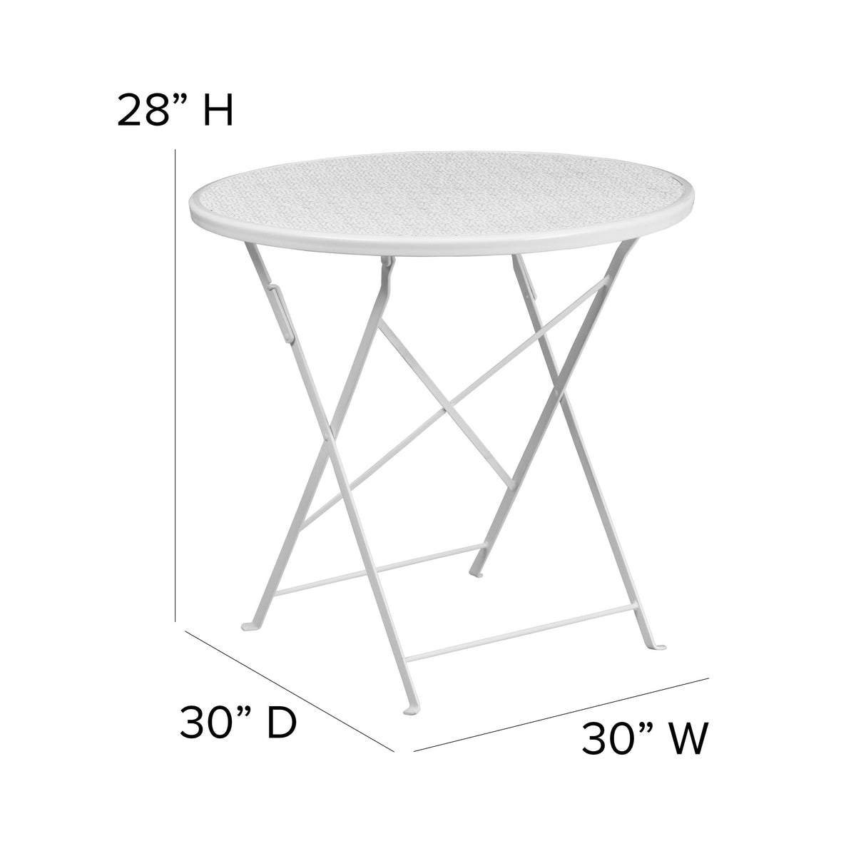 White |#| 30inch Round White Indoor-Outdoor Steel Folding Patio Table - Restaurant Table