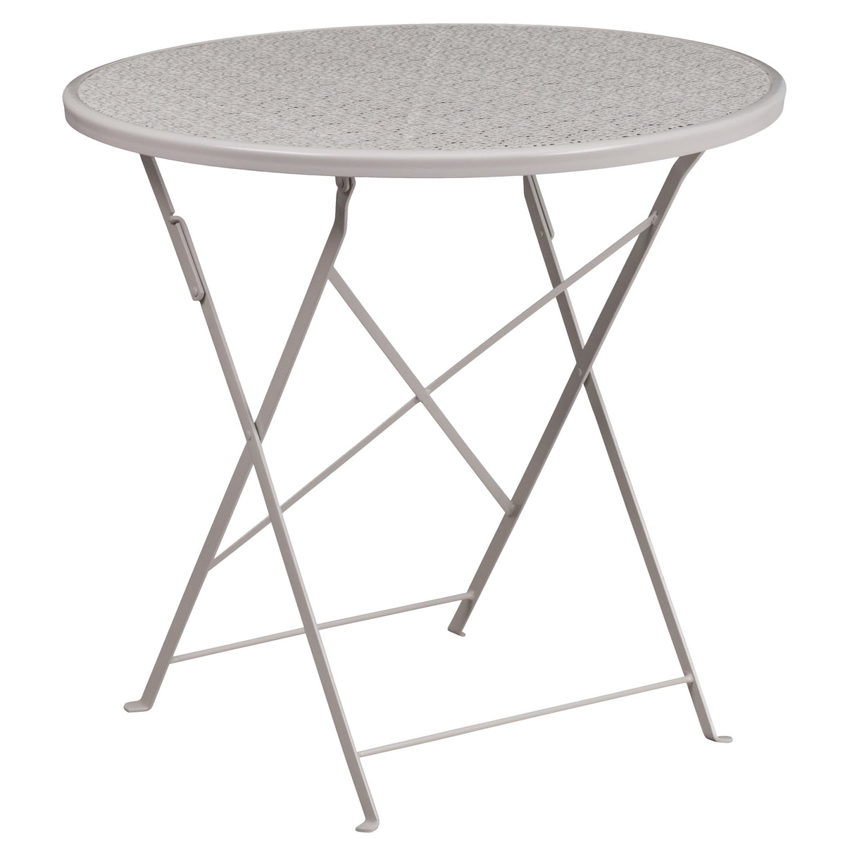 Light Gray |#| 30inch Round Light Gray Indoor-Outdoor Steel Folding Patio Table - Restaurant Table