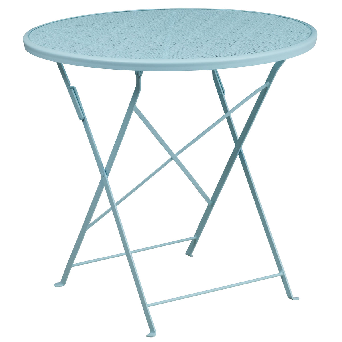 Sky Blue |#| 30inch Round Sky Blue Indoor-Outdoor Steel Folding Patio Table - Restaurant Table