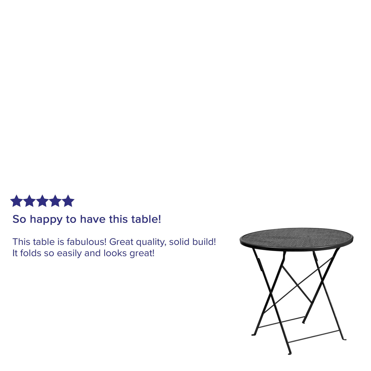 Black |#| 30inch Round Black Indoor-Outdoor Steel Folding Patio Table - Restaurant Table