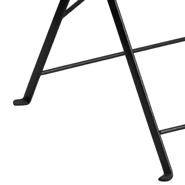 Black |#| 30inch Round Black Indoor-Outdoor Steel Folding Patio Table - Restaurant Table