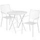 White |#| 30inch Round White Indoor-Outdoor Steel Folding Patio Table Set with 2 Chairs