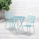 Sky Blue |#| 30inch Round Sky Blue Indoor-Outdoor Steel Folding Patio Table Set with 2 Chairs