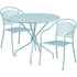 Oia Commercial Grade 35.25" Round Indoor-Outdoor Steel Patio Table Set with 2 Round Back Chairs