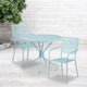 Sky Blue |#| 35.25inch RD Sky Blue Indoor-Outdoor Steel Patio Table Set w/2 Square Back Chairs