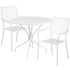 Oia Commercial Grade 35.25" Round Indoor-Outdoor Steel Patio Table Set with 2 Square Back Chairs