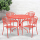 Coral |#| 35.25inch Round Coral Indoor-Outdoor Steel Patio Table Set with 4 Round Back Chairs