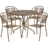 Oia Commercial Grade 35.25" Round Indoor-Outdoor Steel Patio Table Set with 4 Round Back Chairs