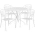 Oia Commercial Grade 35.25" Round Indoor-Outdoor Steel Patio Table Set with 4 Round Back Chairs