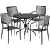 Oia Commercial Grade 35.25" Round Indoor-Outdoor Steel Patio Table Set with 4 Square Back Chairs