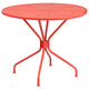 Coral |#| 35.25inch Round Coral Indoor-Outdoor Steel Patio Table-Umbrella Hole-Restaurant