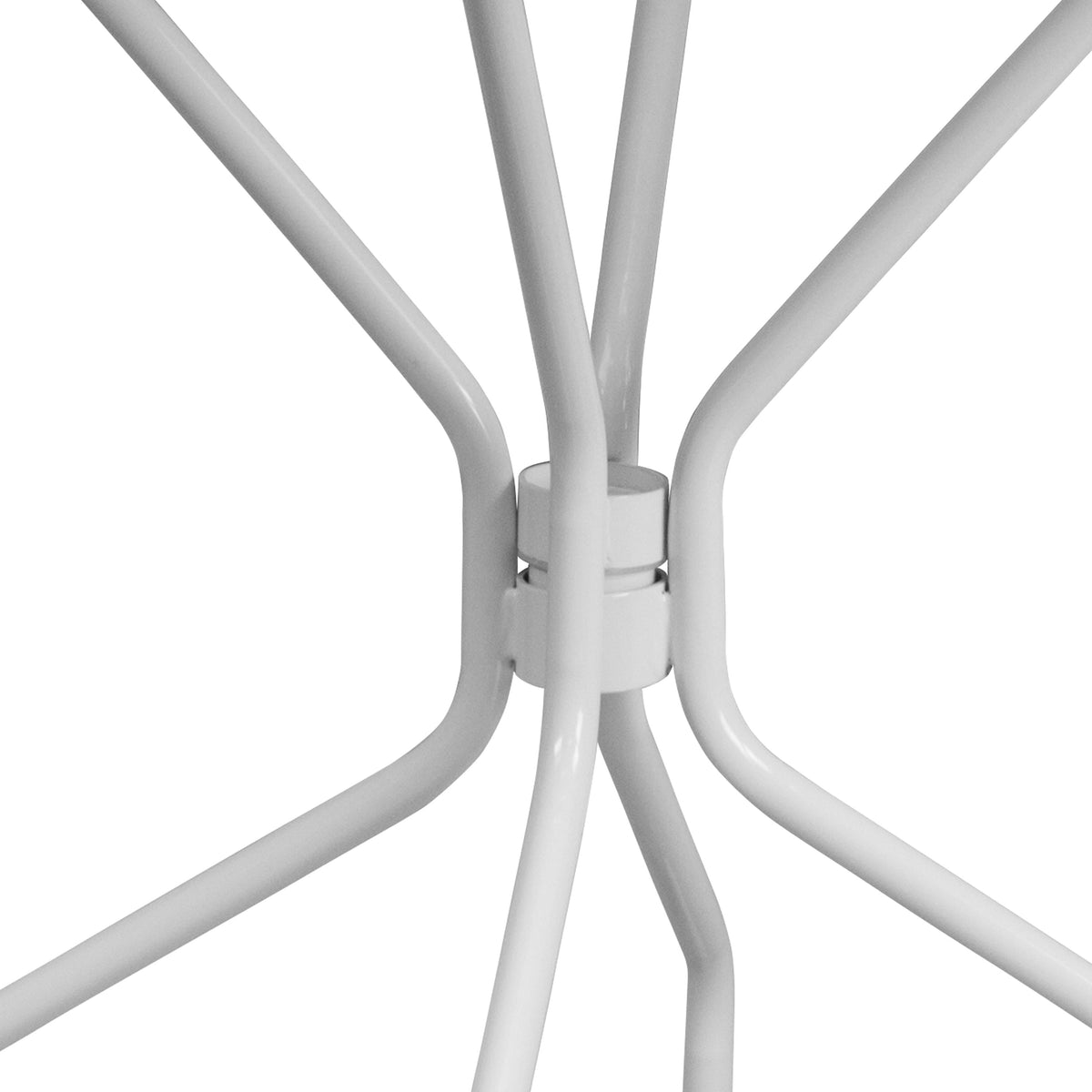 White |#| 35.25inch Round White Indoor-Outdoor Steel Patio Table-Umbrella Hole-Restaurant