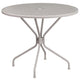 Light Gray |#| 35.25inch Round Lt Gray Indoor-Outdoor Steel Patio Table-Umbrella Hole-Restaurant