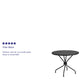 Black |#| 35.25inch Round Black Indoor-Outdoor Steel Patio Table-Umbrella Hole-Restaurant