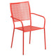 Coral |#| 35.5inch Square Coral Indoor-Outdoor Steel Patio Table Set w/ 2 Square Back Chairs