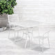 White |#| 35.5inch Square White Indoor-Outdoor Steel Patio Table Set w/ 2 Square Back Chairs