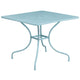 Sky Blue |#| 35.5inch SQ Sky Blue Indoor-Outdoor Steel Patio Table Set w/ 2 Square Back Chairs