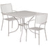 Oia Commercial Grade 35.5" Square Indoor-Outdoor Steel Patio Table Set with 2 Square Back Chairs