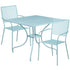 Oia Commercial Grade 35.5" Square Indoor-Outdoor Steel Patio Table Set with 2 Square Back Chairs