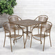Gold |#| 35.5inch Square Gold Indoor-Outdoor Steel Patio Table Set with 4 Round Back Chairs