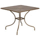 Gold |#| 35.5inch Square Gold Indoor-Outdoor Steel Patio Table Set with 4 Round Back Chairs