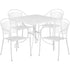Oia Commercial Grade 35.5" Square Indoor-Outdoor Steel Patio Table Set with 4 Round Back Chairs