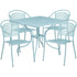 Oia Commercial Grade 35.5" Square Indoor-Outdoor Steel Patio Table Set with 4 Round Back Chairs