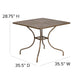 Gold |#| 35.5inch Square Gold Indoor-Outdoor Steel Patio Table-Umbrella Hole-Restaurant