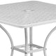 White |#| 35.5inch Square White Indoor-Outdoor Steel Patio Table-Umbrella Hole-Restaurant