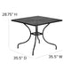 Black |#| 35.5inch Square Black Indoor-Outdoor Steel Patio Table-Umbrella Hole-Restaurant