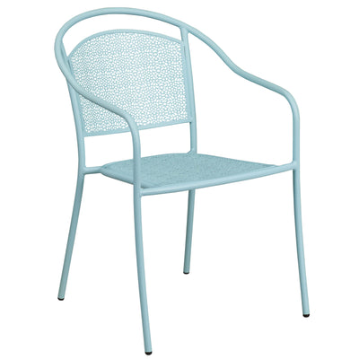 Oia Commercial Grade Indoor-Outdoor Steel Patio Arm Chair with Round Back
