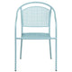 Sky Blue |#| Sky Blue Indoor-Outdoor Steel Patio Arm Chair with Round Back - Café Chair