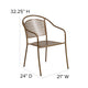 Gold |#| Gold Indoor-Outdoor Steel Patio Arm Chair with Round Back - Café Chair