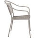 Light Gray |#| Light Gray Indoor-Outdoor Steel Patio Arm Chair with Round Back - Café Chair