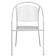 White |#| White Indoor-Outdoor Steel Patio Arm Chair with Round Back - Café Chair