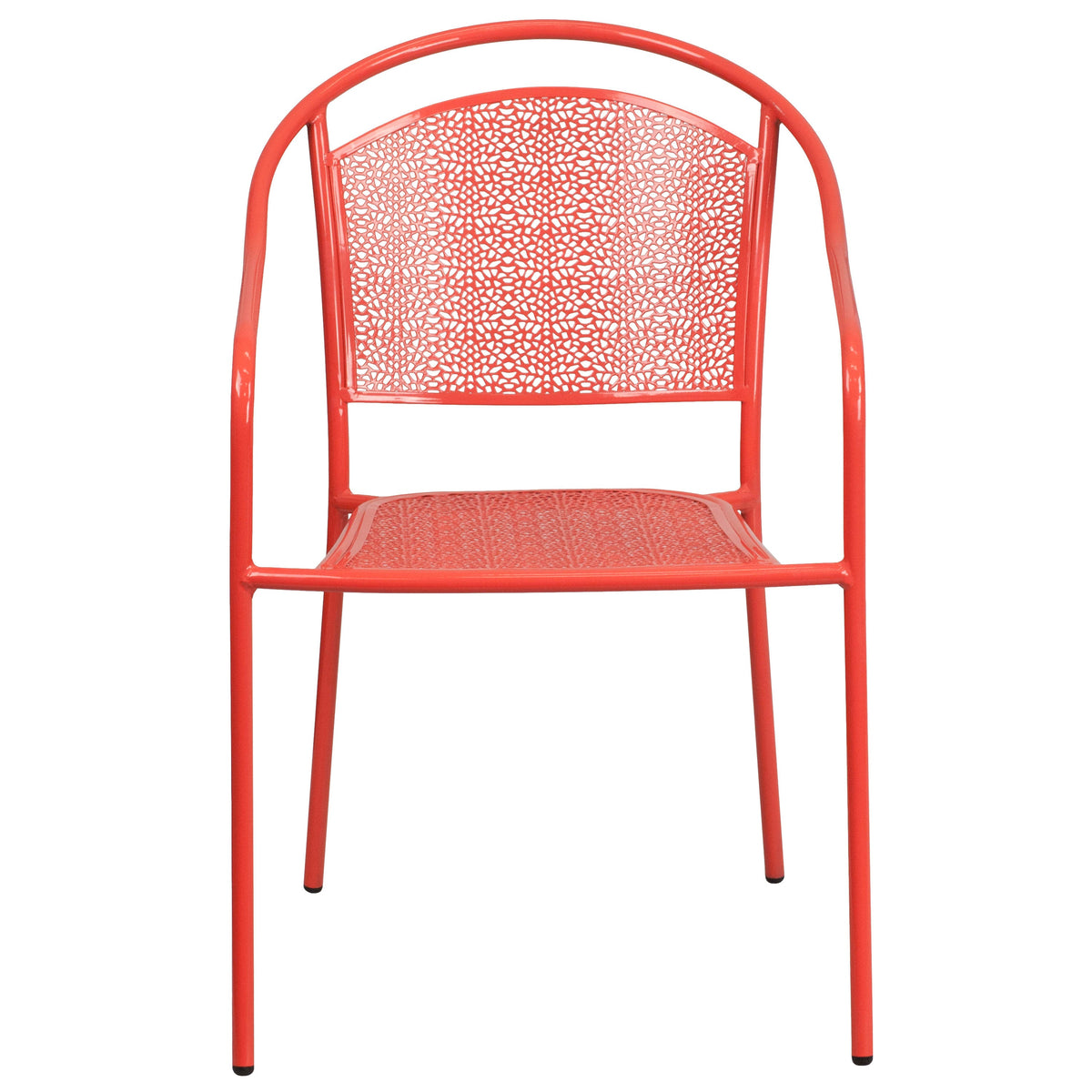 Coral |#| Coral Indoor-Outdoor Steel Patio Arm Chair with Round Back - Café Chair