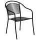 Black |#| Black Indoor-Outdoor Steel Patio Arm Chair with Round Back - Café Chair