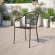 Black |#| Black Indoor-Outdoor Steel Patio Arm Chair with Round Back - Café Chair