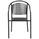 Black |#| Black Indoor-Outdoor Steel Patio Arm Chair with Round Back - Café Chair
