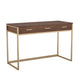 Walnut Top/Polished Brass Frame |#| Walnut 3 Drawer Home Office Desk with Polished Brass Metal Frame and Hardware