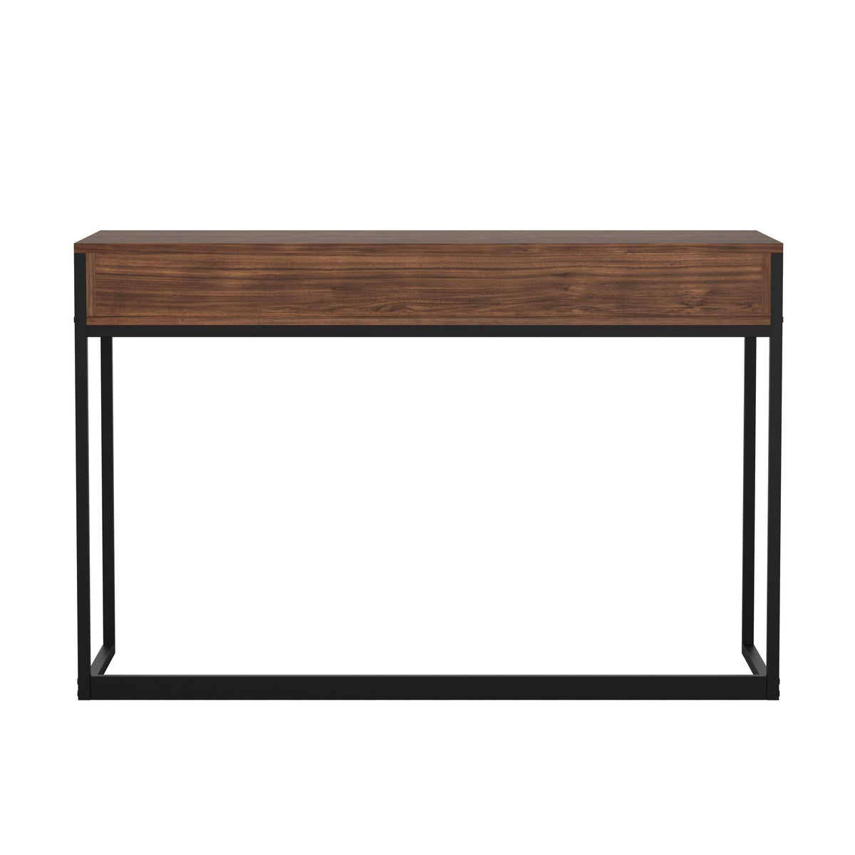 Walnut Top/Oil Rubbed Bronze Frame |#| Walnut 3 Drawer Home Office Desk with Oil Rubbed Bronze Metal Frame and Hardware