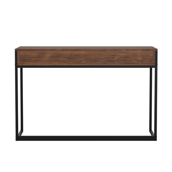 Walnut Top/Oil Rubbed Bronze Frame |#| Walnut 3 Drawer Home Office Desk with Oil Rubbed Bronze Metal Frame and Hardware