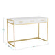 White Top/Polished Brass Frame |#| White 3 Drawer Home Office Desk with Polished Brass Metal Frame and Hardware