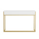 White Top/Polished Brass Frame |#| White 3 Drawer Home Office Desk with Polished Brass Metal Frame and Hardware