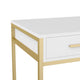 White Top/Polished Brass Frame |#| White 3 Drawer Home Office Desk with Polished Brass Metal Frame and Hardware