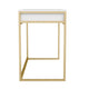 White Top/Polished Brass Frame |#| White 3 Drawer Home Office Desk with Polished Brass Metal Frame and Hardware