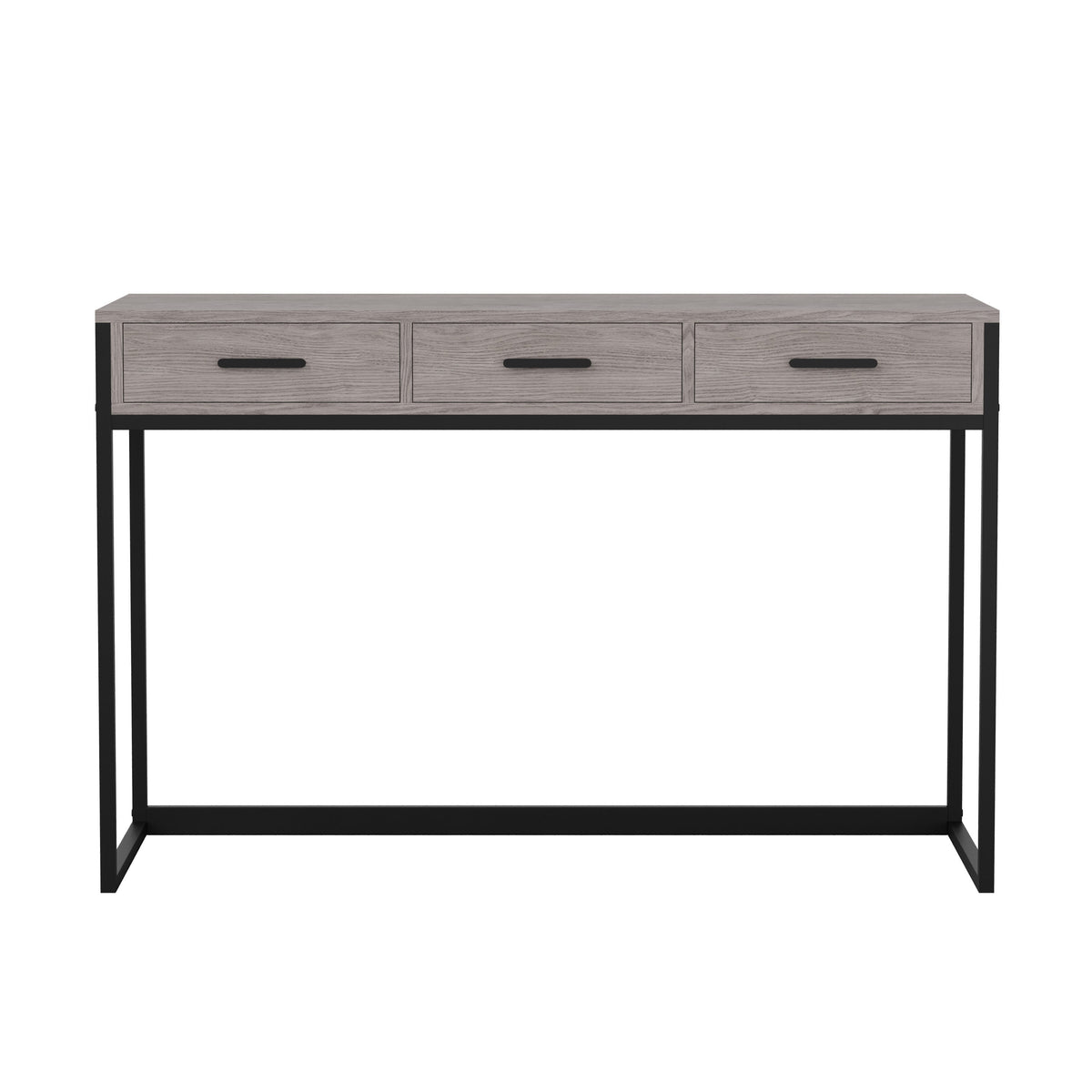 Gray Top/Oil Rubbed Bronze Frame |#| Gray 3 Drawer Home Office Desk with Oil Rubbed Bronze Metal Frame and Hardware